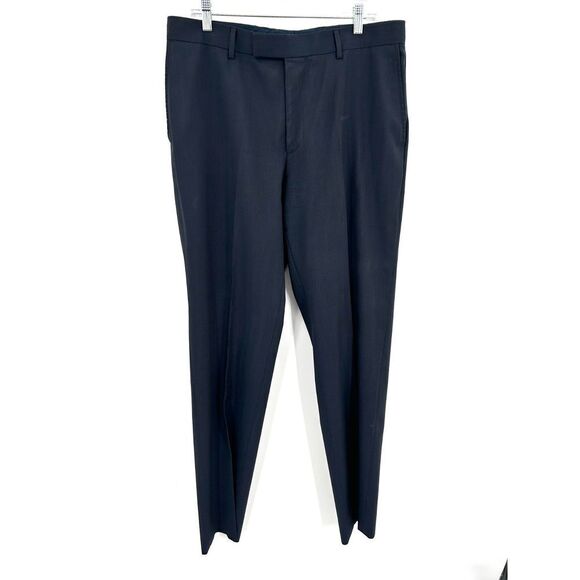 HUGO BOSS Men's 100% Wool Dark Gray Straight Leg Trouser Dress Pants Size 36 - Picture 1 of 8